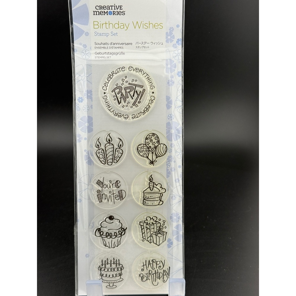 Creative Memories Birthday Wishes Stamp Set Clear Photopolymer 9 Piece Set 0512